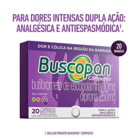 Buscopan Composto  10mg + 250mg - 20 Unidades - Comprimido