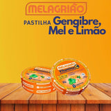 Melagrião Sem Acucar  Gengibre, Mel e Limão - 20 Unidades - Pastilha