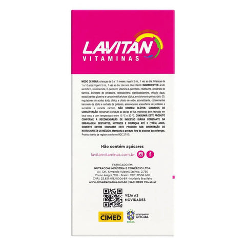Polivitamínico Lavitan Infantil Patati Patatá  Tutti-Frutti - 240 mL - Solução