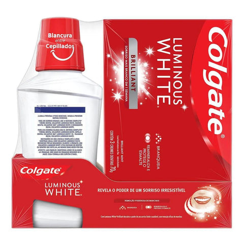 Kit Pasta de Dente + Enxaguante Colgate Luminous White  3 x 70 g + 250 mL