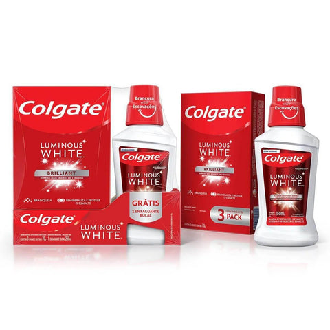 Kit Pasta de Dente + Enxaguante Colgate Luminous White  3 x 70 g + 250 mL