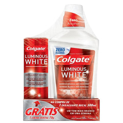 Kit Pasta de Dente + Enxaguante Colgate Luminous White  70 g + 500 mL