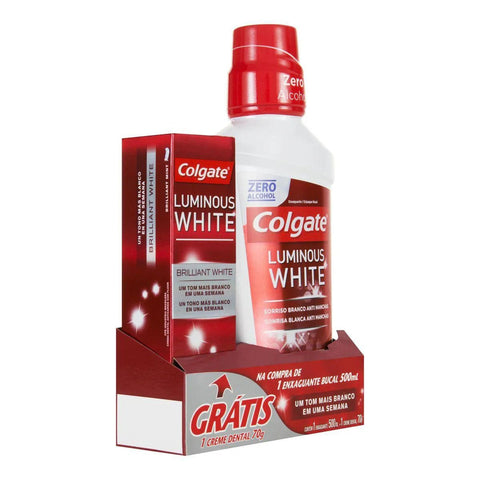 Kit Pasta de Dente + Enxaguante Colgate Luminous White  70 g + 500 mL