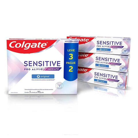 Pasta de Dente Colgate Sensitive Pró-Alívio Imediato  Original - 3 x 90 g