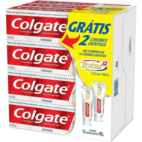 Pasta de Dente Colgate Total 12 Clean Mint  12 x 90 g