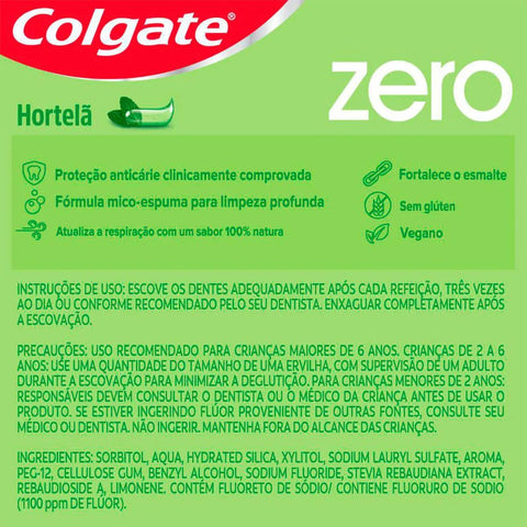Pasta de Dente Colgate Zero  Hortelã - 90 g