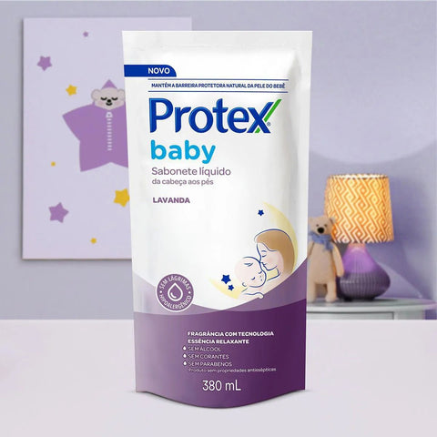 Refil Sabonete Líquido Infantil Protex Baby Da Cabeça Aos Pés Lavanda 380ml