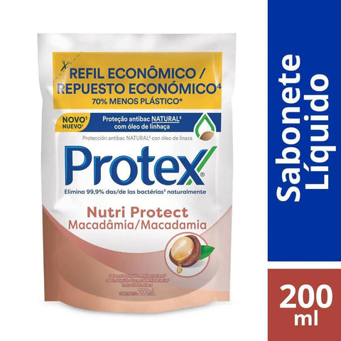 Sabonete Antibacteriano Protex Pró-Hidrata Oil Complex Óleo de Macadâmia, Refil, Líquido, 1 Unidade Com 200Ml
