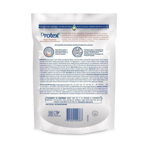 Sabonete Antibacteriano Protex Pró-Hidrata Oil Complex Óleo de Macadâmia, Refil, Líquido, 1 Unidade Com 200Ml