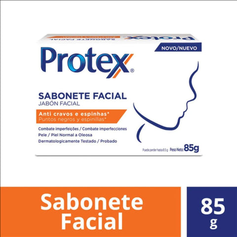 Sabonete Facial Protex Anti Cravos e Espinhas Barra, 1 Unidade Com 85G