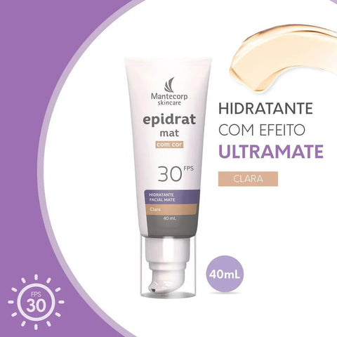 Hidratante Facial Epidrat Mat  Cor Clara - FPS 30 - 40 mL