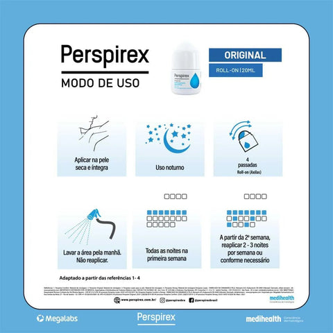 Desodorante Antitranspirante Perspirex Original, Roll-On, 1 Unidade Com 20Ml
