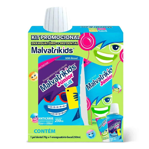 Kit Malvatrikids Infantil Pasta de Dente + Enxaguante Bucal  Junior - 70 g + 250 mL