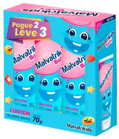 Pasta de Dente Infantil Malvatrikids  Baby - 3 x 70 g