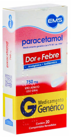Paracetamol (EMS)  750mg - 20 Unidades - Comprimido