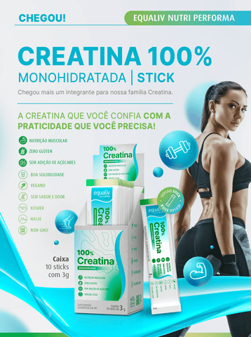 Equaliv Creatina 100% Monohidratada - 10 Sticks