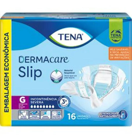 Fralda Geriátrica Tena Dermacare Slip  Tamanho G - 16 Unidades