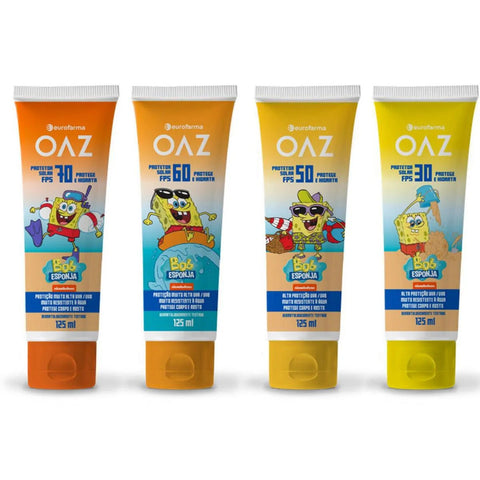 Protetor Solar Oaz Bob Esponha Corpo & Rosto Para Crianças  FPS 50 - 125 mL