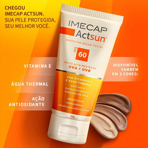 Protetor Solar Facial Imecap Actsun  Pele Morena - FPS 60 - 50 g
