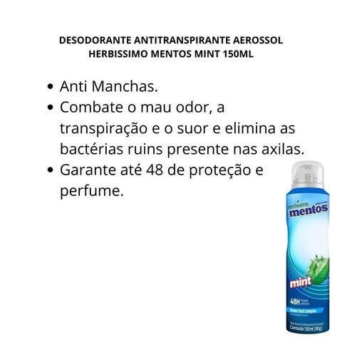 Desodorante Antitranpsirante Aerosol Herbíssimo Mentos Mint 48h 150ml