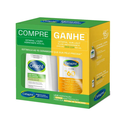 Kit Cetaphil Loção Hidratante + Protetor Solar Facial Sun Antioxidante Light Fluid  FPS 60 - 473 mL + 50 mL