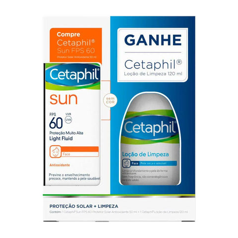 Kit Cetaphil Protetor Solar Facial Sun Gold + Loção Limpeza  Sem Cor - FPS 60 - 50 mL + 120 mL