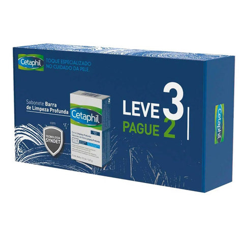 Sabonete em Barra Cetaphil Limpeza Profunda  Pele Normal, Seca ou Sensível - 3 x 127 g