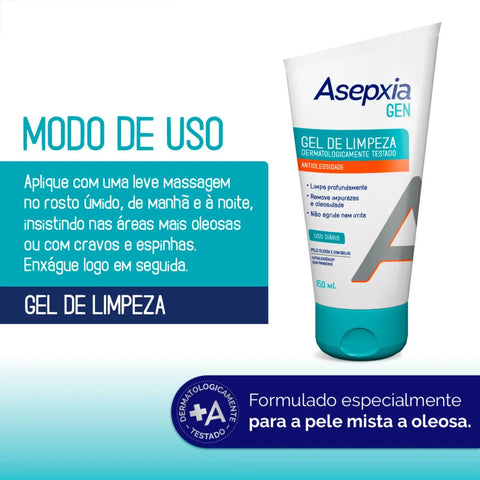 Gel Para Limpeza Facial Asepxia Gen 150Ml