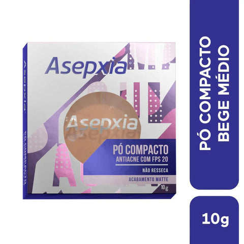 Pó Compacto Asepxia Antiacne  Bege Médio - FPS 20 - 10 g