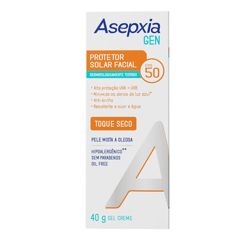 Protetor Solar Facial Asepxia Gen  Mista a Oleosa - FPS 50 - 40 g