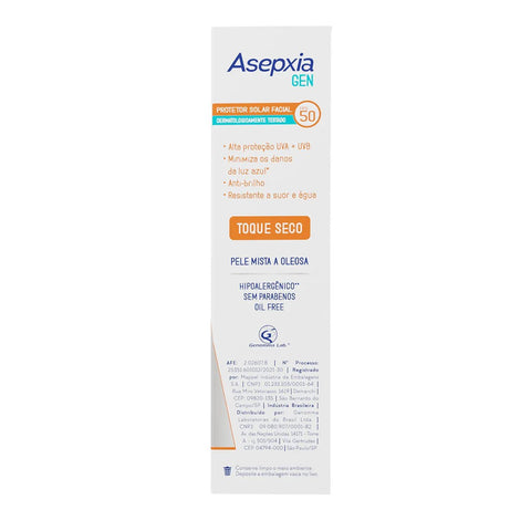 Protetor Solar Facial Asepxia Gen  Mista a Oleosa - FPS 50 - 40 g