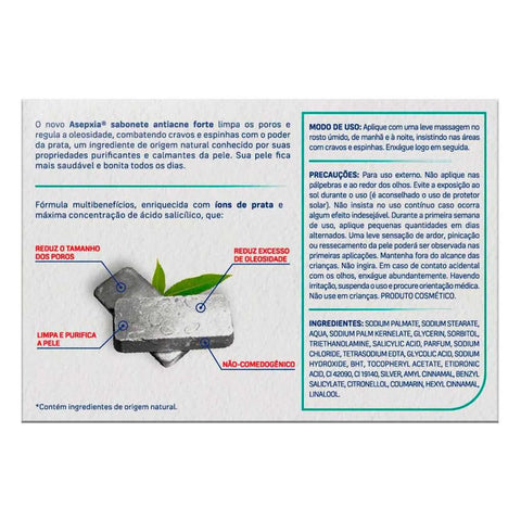 Sabonete Facial Asepxia Adstringente Forte, Barra, 1 Unidade Com 80G