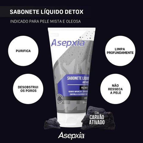 Sabonete Líquido Asepxia Antiacne Detox Pele Mista 100ml