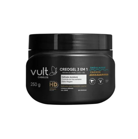 Creogel 3 Em 1 Vult Cabelos Ondulados e Cachos 250g