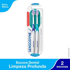 Kit Escova de Dente Sensodyne Limpeza Profunda Extra Macia 2 Unidades