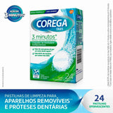 Limpador de Dentadura Corega Tabs Antibacteriano Comprimidos Efervescentes Com 24 Unidades