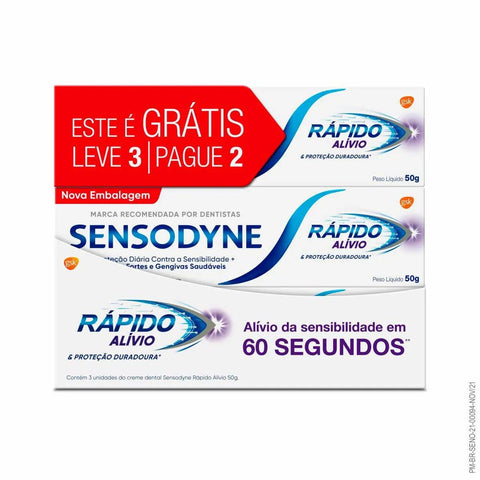 Pasta de Dente Sensodyne Rápido Alívio  3 x 50 g