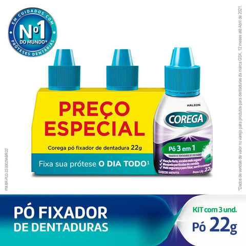 Kit Corega Po Menta 22Gr Com 3