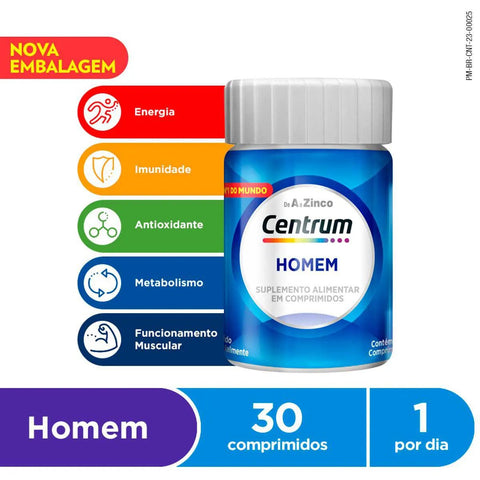 Polivitaminico Centrum Essentials Homem de A-Zinco  30 Unidades - Comprimido