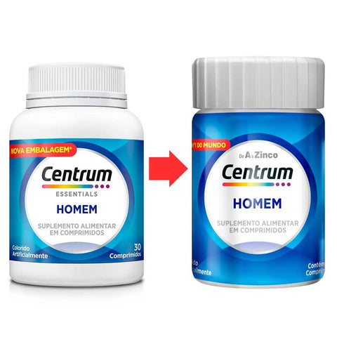 Polivitaminico Centrum Essentials Homem de A-Zinco  30 Unidades - Comprimido