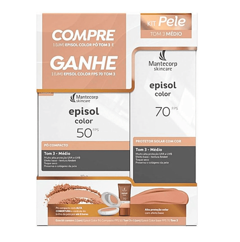 Kit Episol Po Compacto Tom 3 Fp50 Protetor Solar Episol Fp70