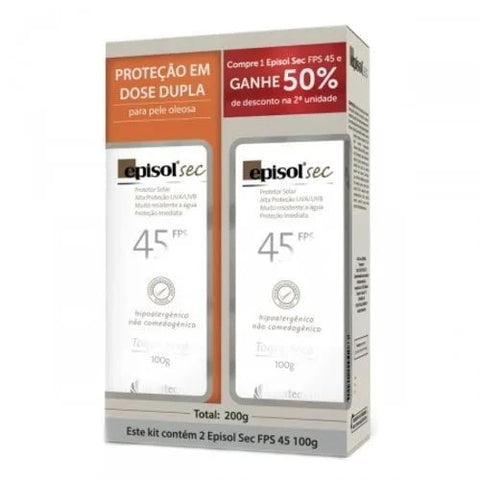 Kit Episol Protetor Solar Facial Sec  FPS 45 - 100 g + 100 g