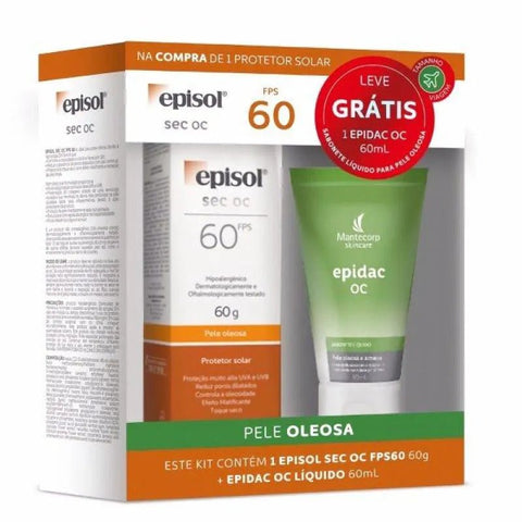 Kit Episol Sec OC Protetor Solar + Sabonete Líquido Facial  FPS 60 - 60 g + 60 mL