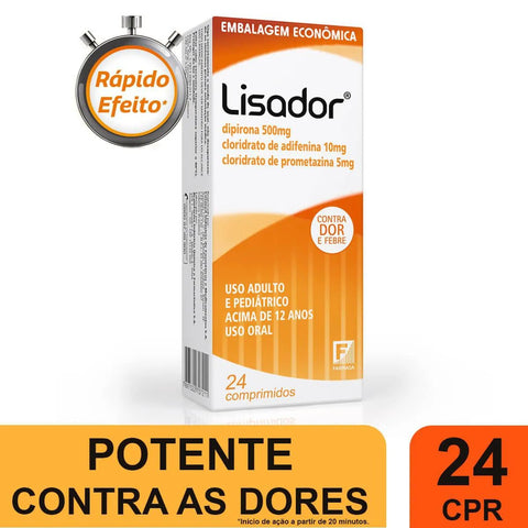 Lisador  500mg + 5mg + 10mg - 24 Unidades - Comprimido