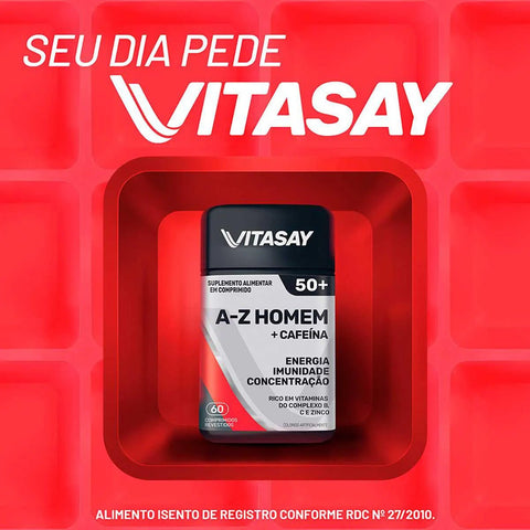 Polivitamínico Vitasay 50+ A-Z Homem  60 Unidades - Comprimido