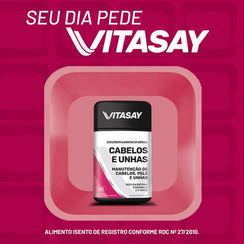 Polivitamínico Vitasay Cabelos e Unhas  60 Unidades - Cápsula