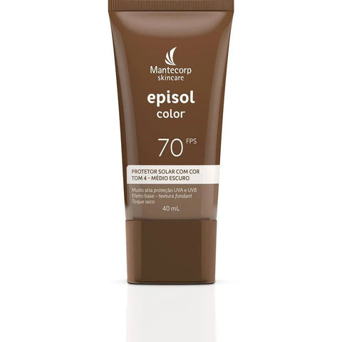 Protetor Solar Facial Episol Color  Médio Escuro - FPS 70 - 40 mL