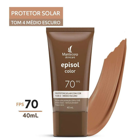 Protetor Solar Facial Episol Color  Médio Escuro - FPS 70 - 40 mL