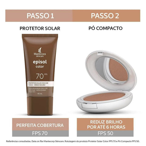 Protetor Solar Facial Episol Color  Médio Escuro - FPS 70 - 40 mL
