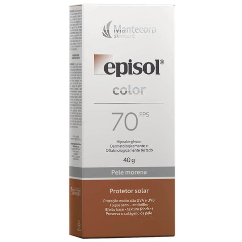 Protetor Solar Facial Episol Color  Pele Morena - FPS 70 - 40 g